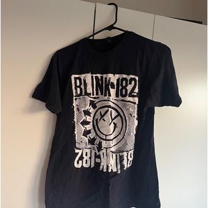 navy + white Blink 182 band tee